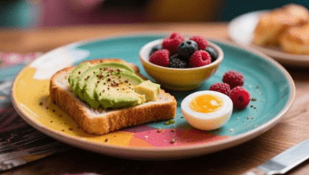 A colorful breakfast plate